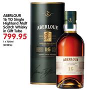 Aberlour 16 YO Single Highland Malt Scotch Whisky In Gift Tube-750ml