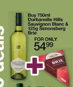 Durbanville Hills Sauvignon Blanc-750ml & Simonsberg Brie-125g