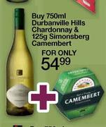 Durbanville Hills Chardonnay-750ml & Simonsberg Camembert-125g