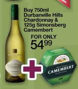 Durbanville Hills Chardonnay-750ml & Simonsberg Camembert-125g