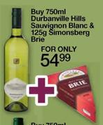 Durbanville Hills Sauvignon Blanc-750ml & Simonsberg Brie-125g