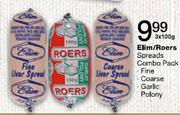 Elim/Roers Spreads Combo Pack(Fine,Coarse,Garlic Polony)-3x100g