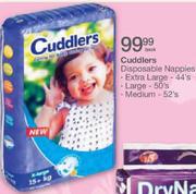 Cuddlers Disposable Nappies-44's/50's/52's per pack