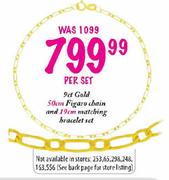 9ct Gold 50cm and 19cm Matching Bracelet Set-Per Set