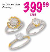 9ct Gold and Silver Dress Rings-Each