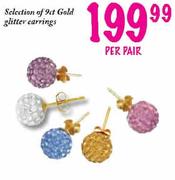 Selection of 9ct Gold Glitter Earrings-Per pair