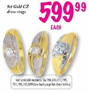 9ct Gold CZ Dress Rings-Each
