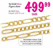 9ct Gold 45cm Figaro Chain-Each