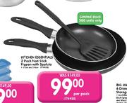 Kitchen Essentials 2 Pack Non Stick Frypan with Spatula 20cm and 24cm-Per Pack