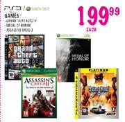 PS3/XBOX 360 Games-Grand Theft Auto 4, Medal Of Honor, Assassins Creed 2-Each