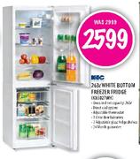 KIC White Bottom Freezer Fridge-263ltr