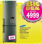 Samsung Metallic Silver Bottom Freezer Fridge With Water Dispenser-400ltr