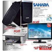 Sahara PC Package (Includes Keyboard & Mouse) + Canon Colour Printer + AOC LCD Monitor