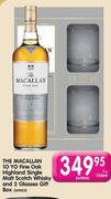 The Macallan 10 Yo Fine Oak Highland Single Malt Scotch Whisky And 2 Glasses Gift Box-1 x 750ml