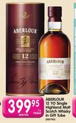 Aberlour 12 Yo Single Highland Malt Scotch Whisky In Gift Tube-1 x 750ml