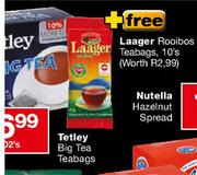 Tetley Big Tea Teabags-102's + Free Laager Rooibos Teabags-10's