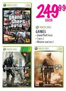 XBOX 360 Games Grand Theft Auto, Crysis 2 & Modern Warfare 2-Each 