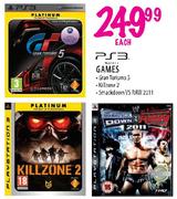 PS3 Games Gran Turismo 5, Killzone 2 & Smackdown Vs Raw 2011-Each