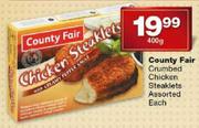 County Fair Crumbed Chicken Steaklets-400g, 