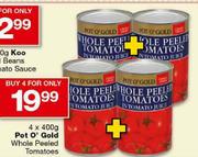 Pot O'Gold Whole Peeled Tomatoes-4x400g