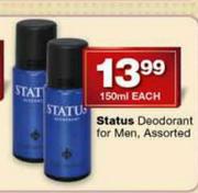 Status Deodorant for Men, Assorted-150ml each