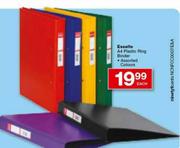 Esselte A4 Plastic Ring Binder Assorted Colours-Each