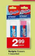 Scripto Erasers Asorted-Each