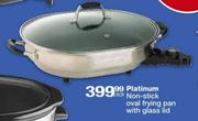 Platinum Non Stick Oval Frying Pan With Glass Lid-Each