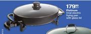 Platinum Oval Electric Frying Pan With Glass Lid-Each