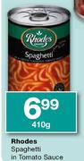 Rhodes Spaghetti In Tomato Sauce-410g