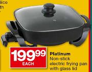 Platinum Non-Stick Electric Frying Pan with Glass Lid