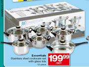 Essentials Stainless Steel Cookware Set with Glass Lids-12 Piece Per Set