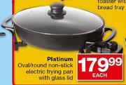 Platinum Oval/Round Non-Stick Electric Frying Pan with Glass Lid