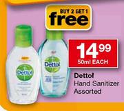 Dettol Hand Sanitizer Assorted-50ml Each