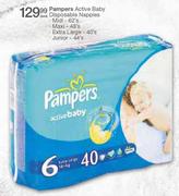 Pampers Active baby Disposable Nappies (Midi)-62's Per Pack