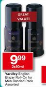 Yardley English Blazer Roll-On for Men Banded Pack-2 x 50ml