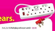 Multiplug with Reset Switch-3 x 6,3 x 16