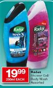 Radox Shower Gel/Body Wash Assorted-250ml Each