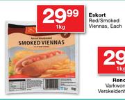 Eskort Red/Smoked Viennas-1kg Each