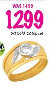 9ct Gold CZ Trip Set