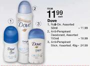 Dove  Anti-Perspirant Deodorant - 150ml Each