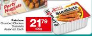 Rainbow Crumbed Chicken Steaklets Assorted-400g Each
