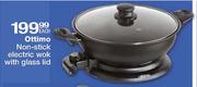 Ottimo Non-Stick Electric Wok With Glass Lid-Each 