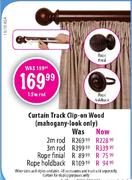Curtain Track Clip-On Wood Rod-2m