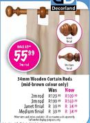 34mm Wooden Curtain Rod-1m 