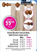 34mm Wooden Curtain Rod-2m 