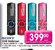 Sony 2GB Walkman-NWZB172 Each