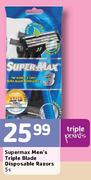 Supermax Men's Triple Blade Disposable Razors-5's pack