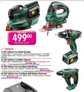 Bosch 18V Lithium Ion Cordless Drill Driver Hammer-Each