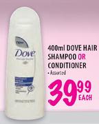Dove Hair Shampoo or Conditioner - 400ml Each